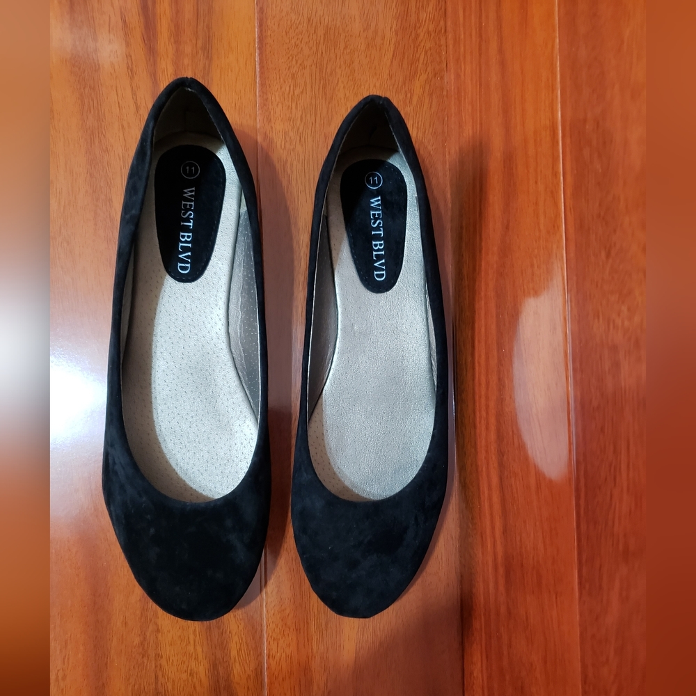 Black Ballet Flats Suede West Blvd Available In Different Sizes - Picture 3 of 4